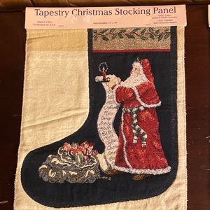 Tapestry Christmas Stocking Panel Santa with a List, 13x18